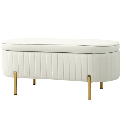 Channel Tufted Storage Bench with Golden Legs