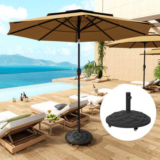Round Patio Umbrella Base with Wheels 44 lbs