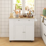 Rolling kitchen island with adjustable shelves
