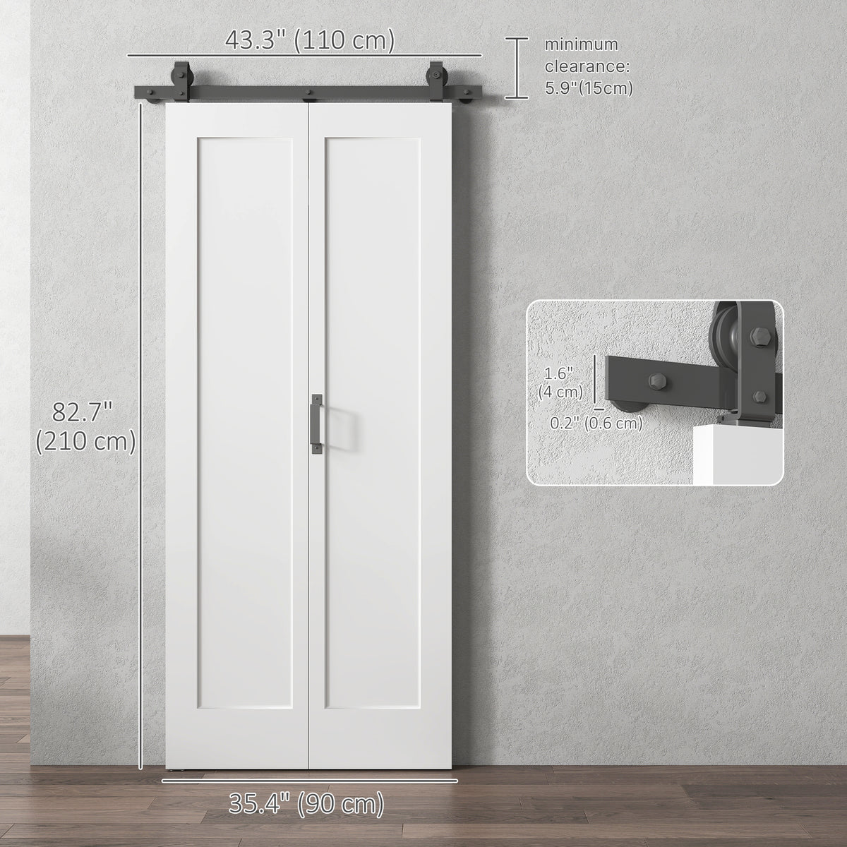 Puerta corredera plegable 35 pulg. x 83 pulg.