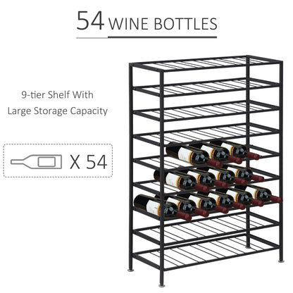 Freestanding metal wine rack 54 bottles