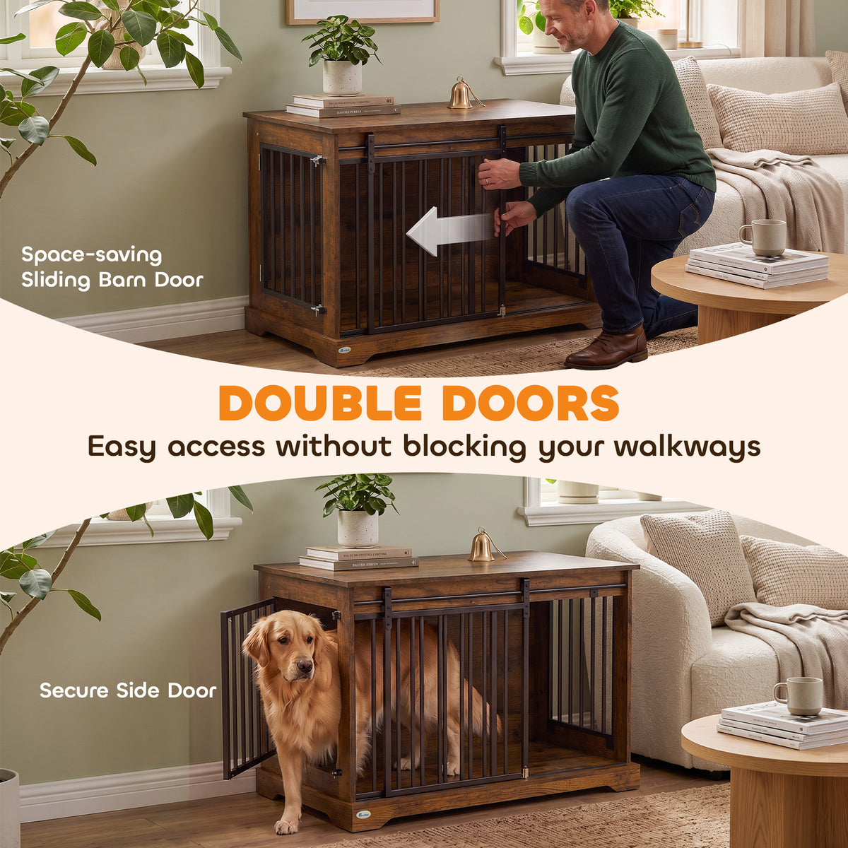Dog Crate Furniture Sliding Barn Door 100 cm