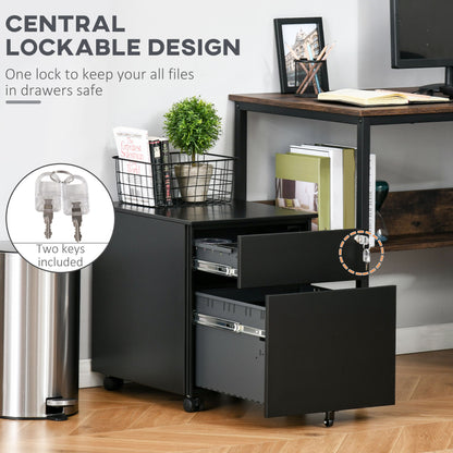 Lockable mobile steel office filing cabinet