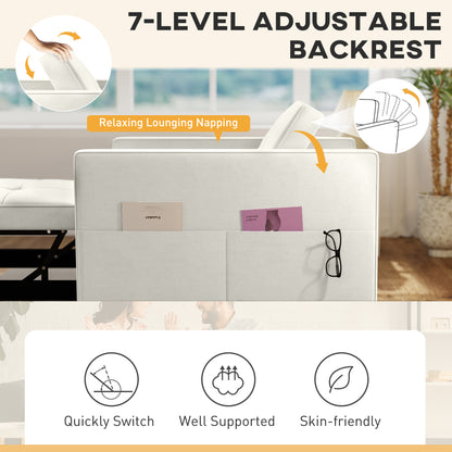 Convertible Velvet Chair Bed with USB Charging