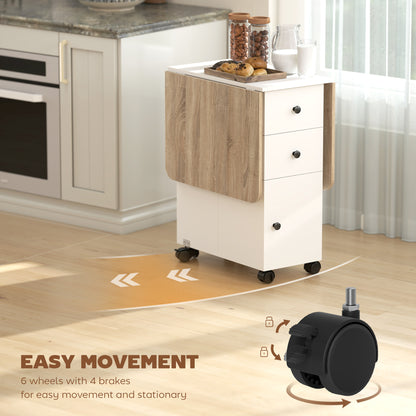 Drop leaf folding dining table with storage — Wheels