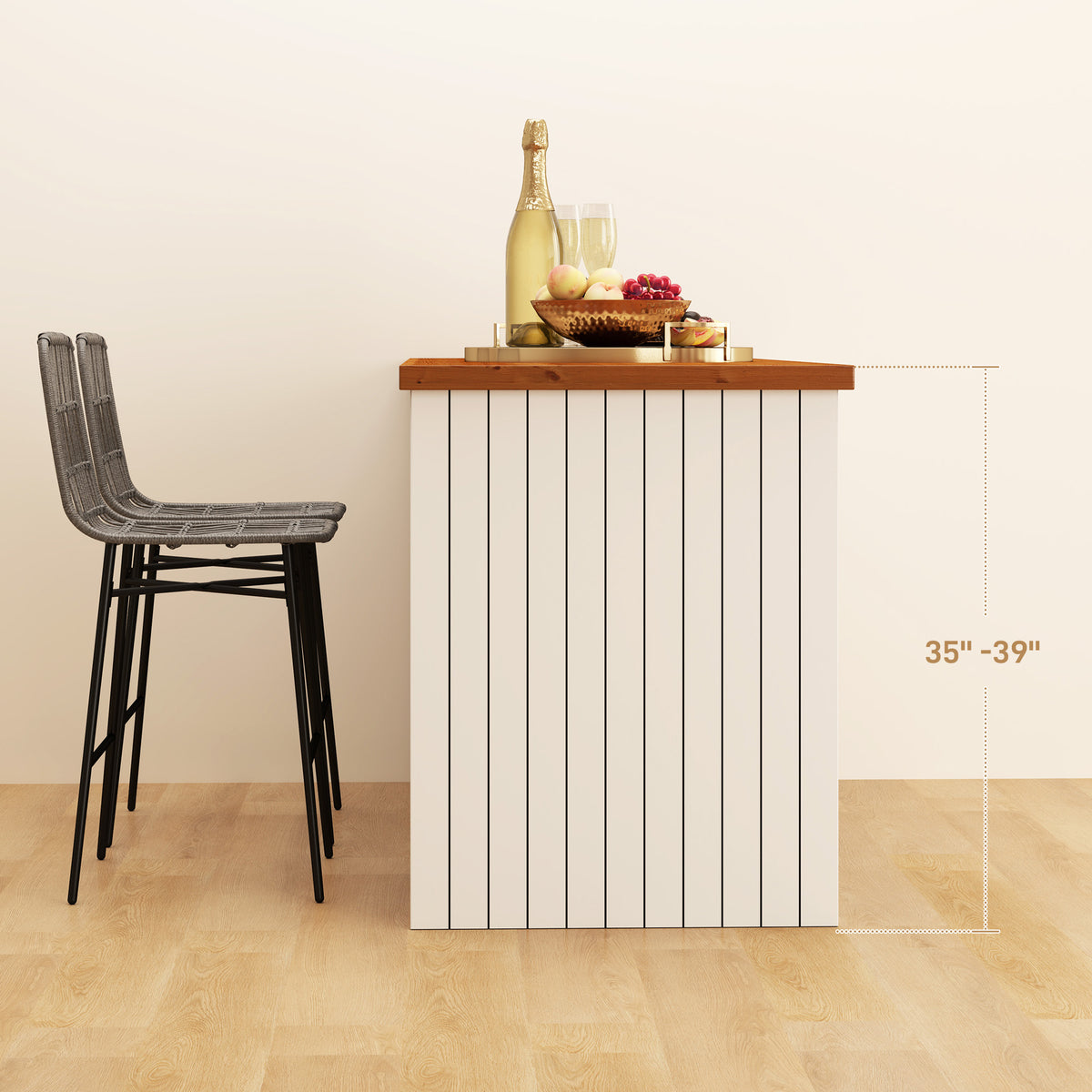 Rattan Counter Height Bar Stools Set of 2