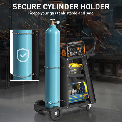 Carro utilitario de soldadura de 3 estantes