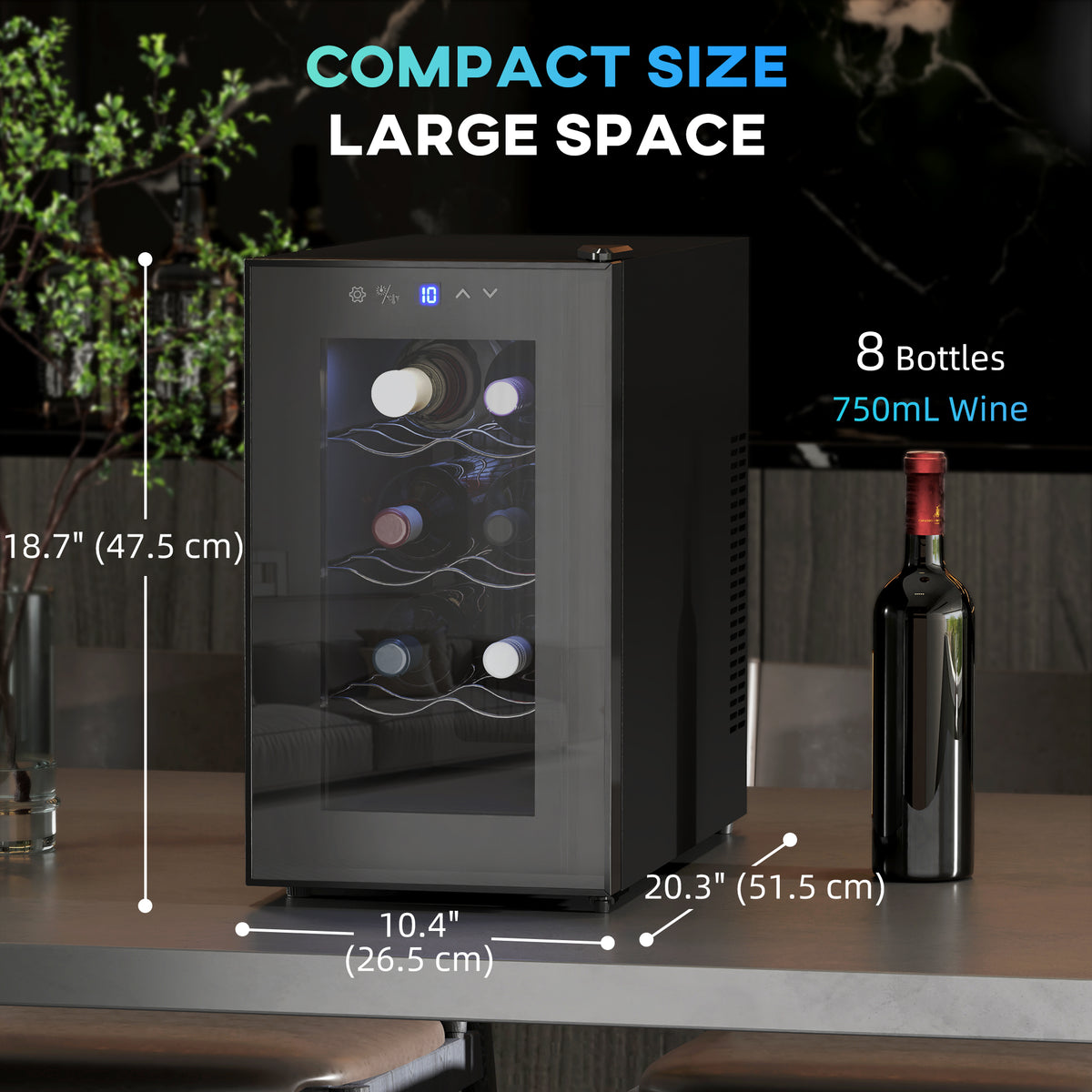 Compact 8 Bottle Wine Cooler Refrigerator