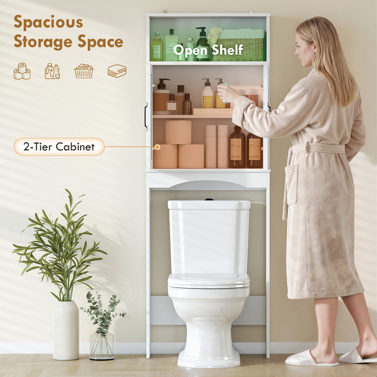 Over-the-toilet freestanding storage shelf bathroom organizer