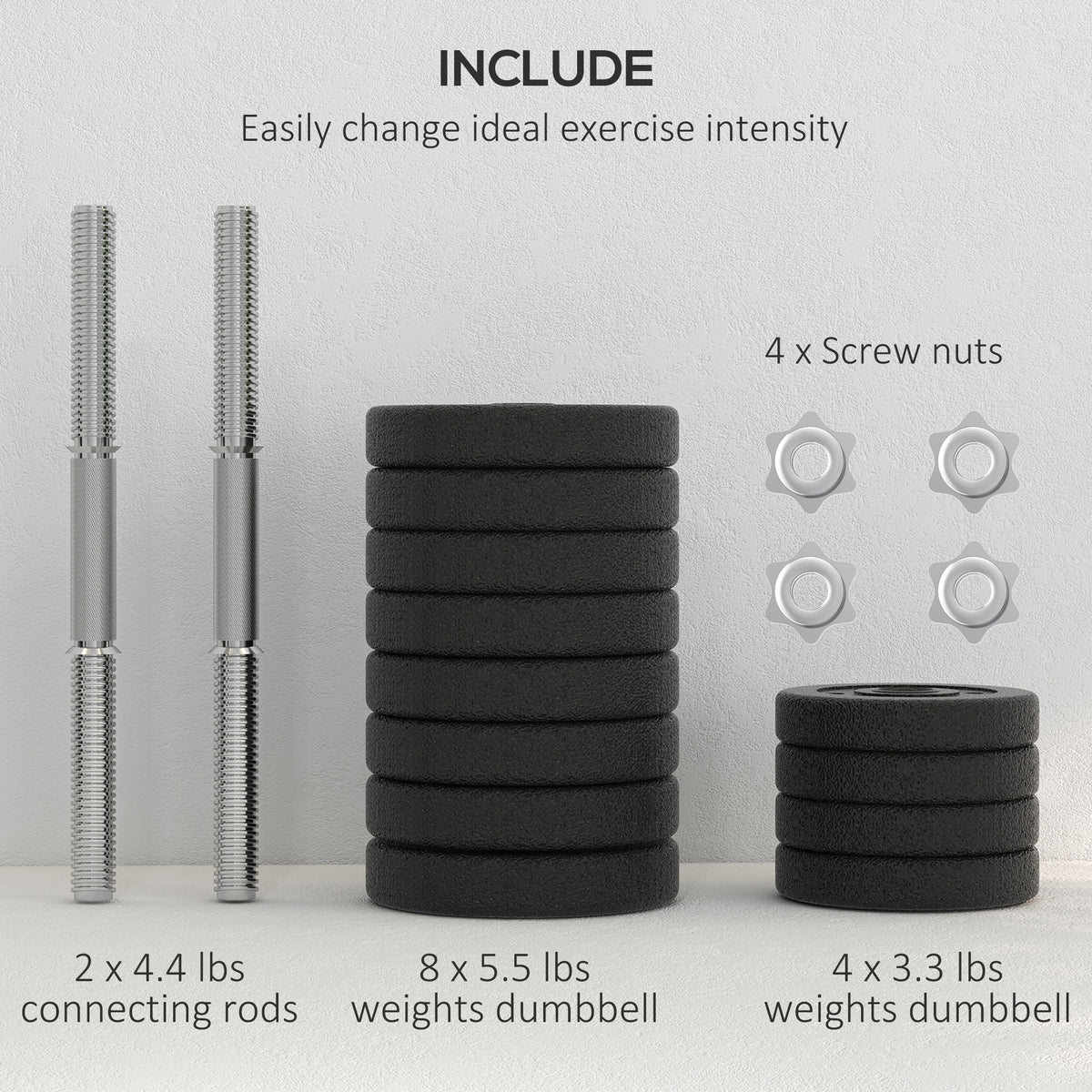 Adjustable Dumbbells 30 kg — Set of 14