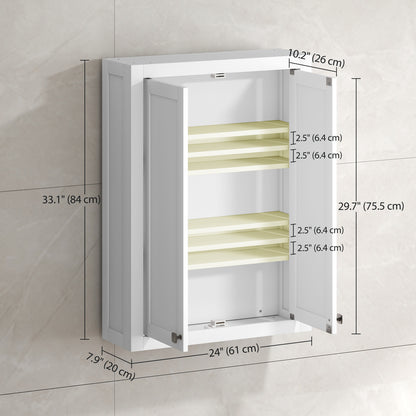 Bathroom Wall Cabinet 2 Doors Adjustable Shelves