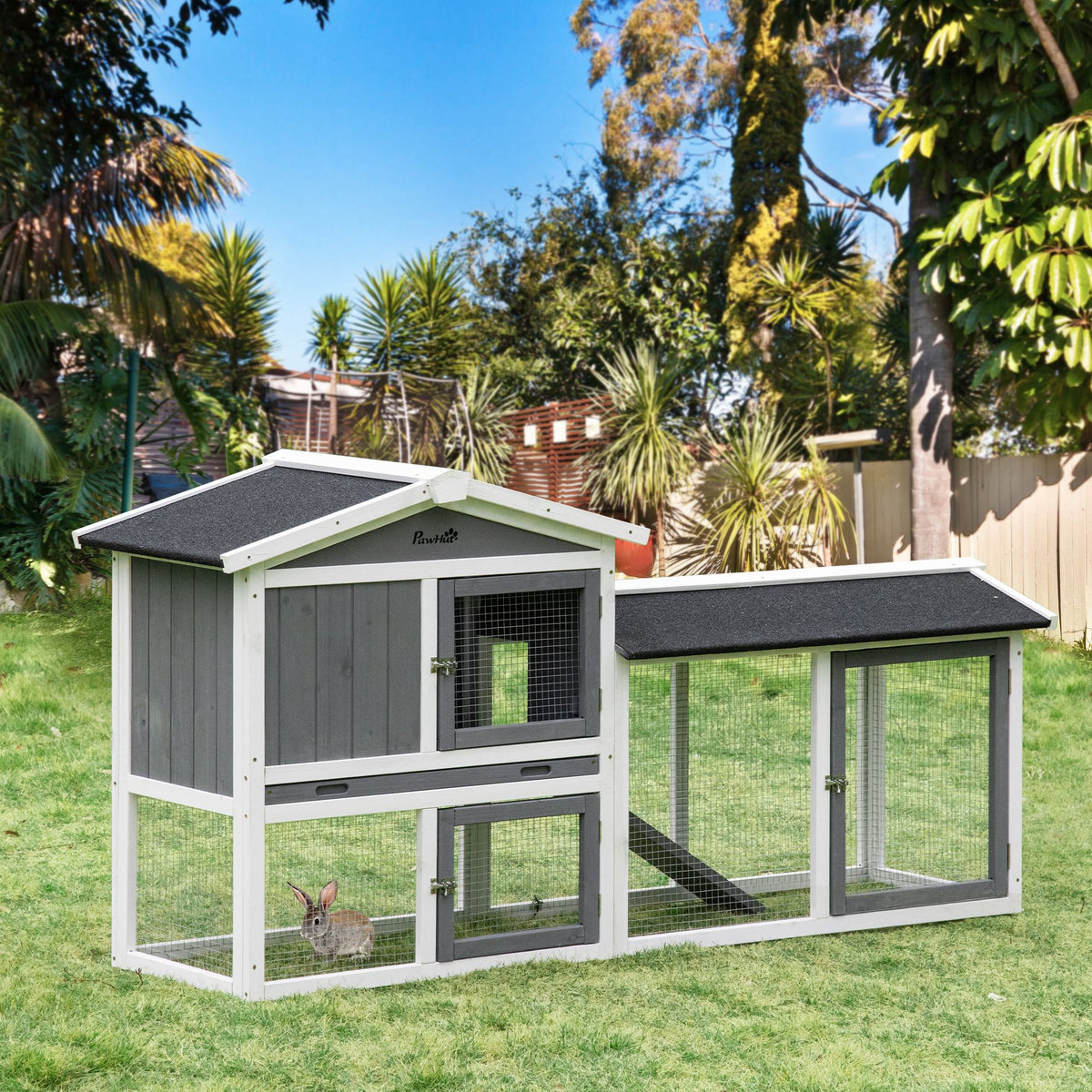 Wooden Rabbit Hutch 69 inches with Run Box