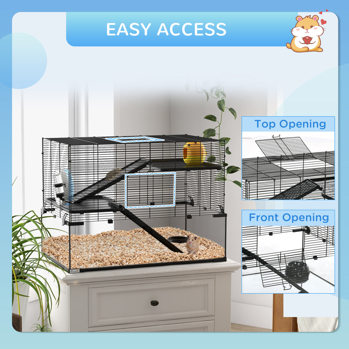 Three-Tier Hamster Cage with Glass Basin