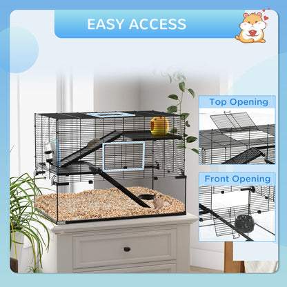 Three-Tier Hamster Cage with Glass Basin