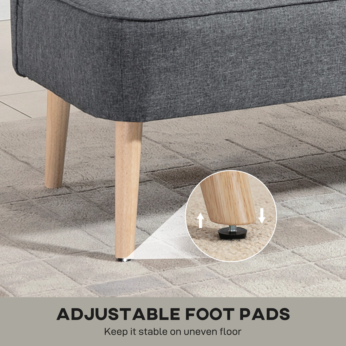 Sofa 2 seater modern linen fabric wood legs