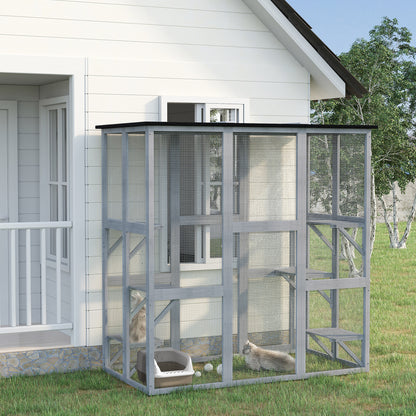 Outdoor Cat Enclosure with 6 Platforms