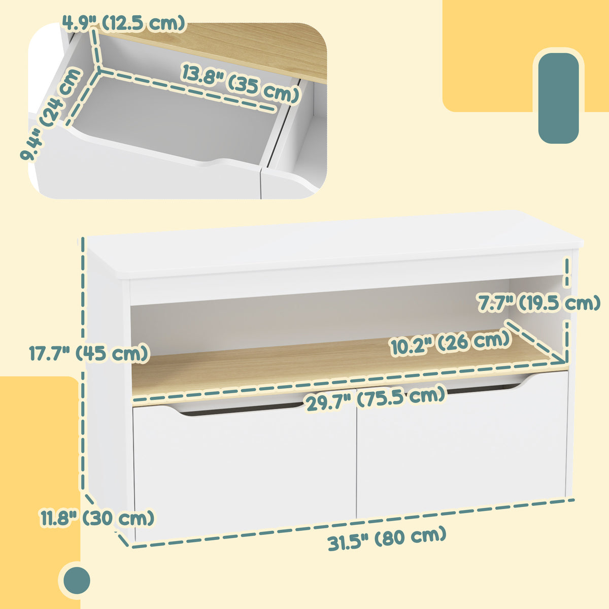 Kids Bookshelf with Storage Drawers