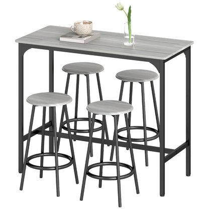 5-Piece Industrial Counter Height Bar Table Set