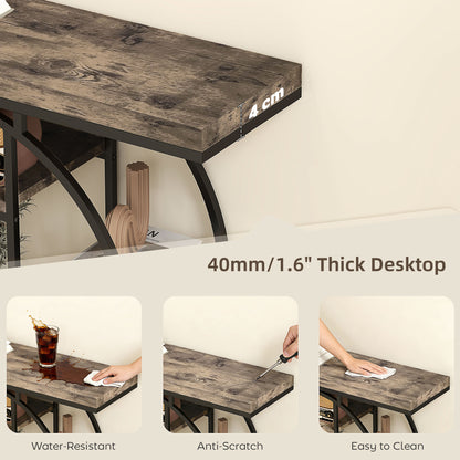 Industrial console table with storage shelves 100 x 30 x 81.5 cm