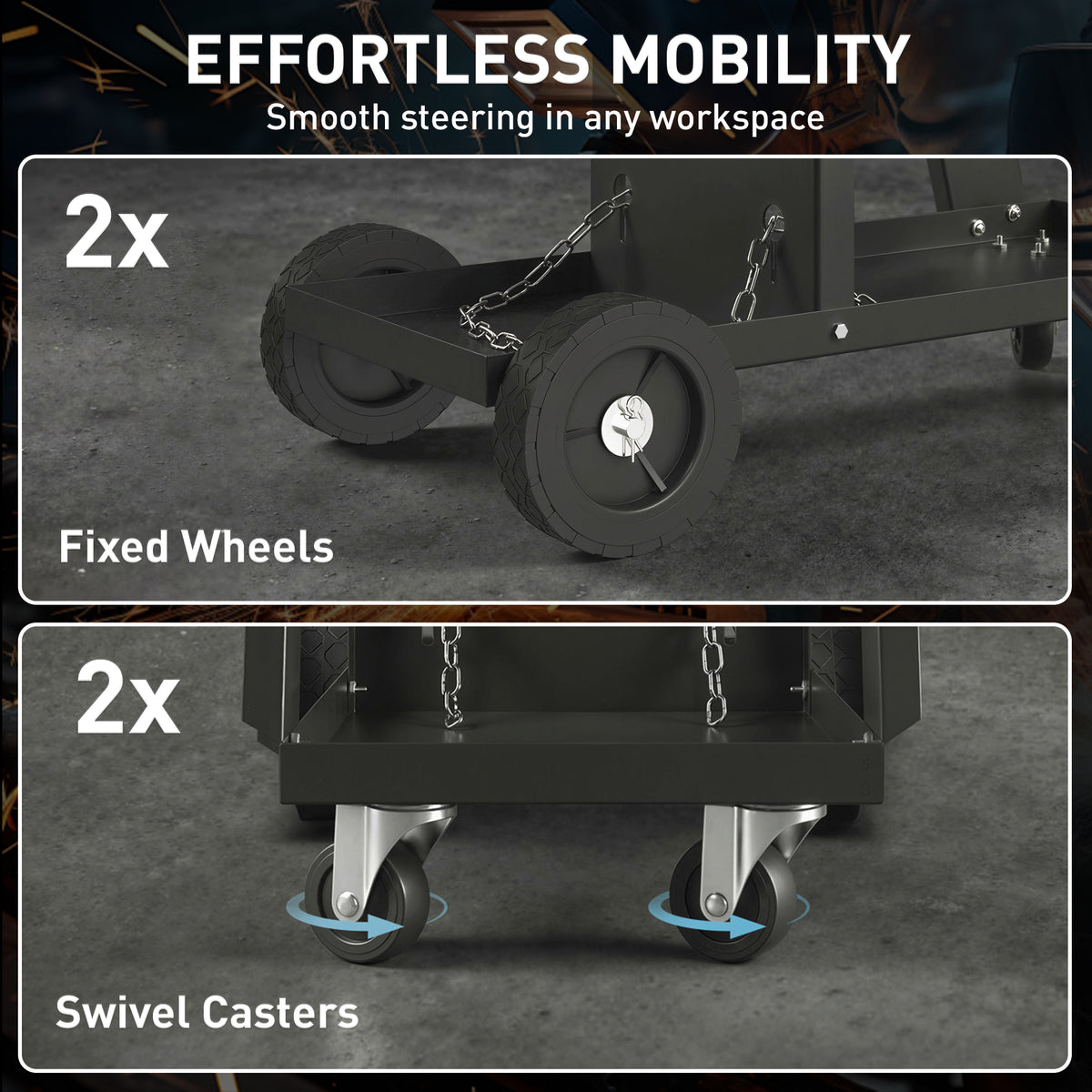 Carro utilitario de soldadura de 3 estantes