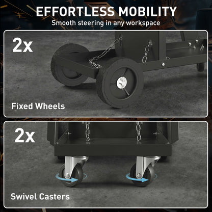 Carro utilitario de soldadura de 3 estantes