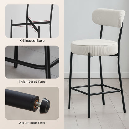 Upholstered Corduroy Bar Stools — Set of 2