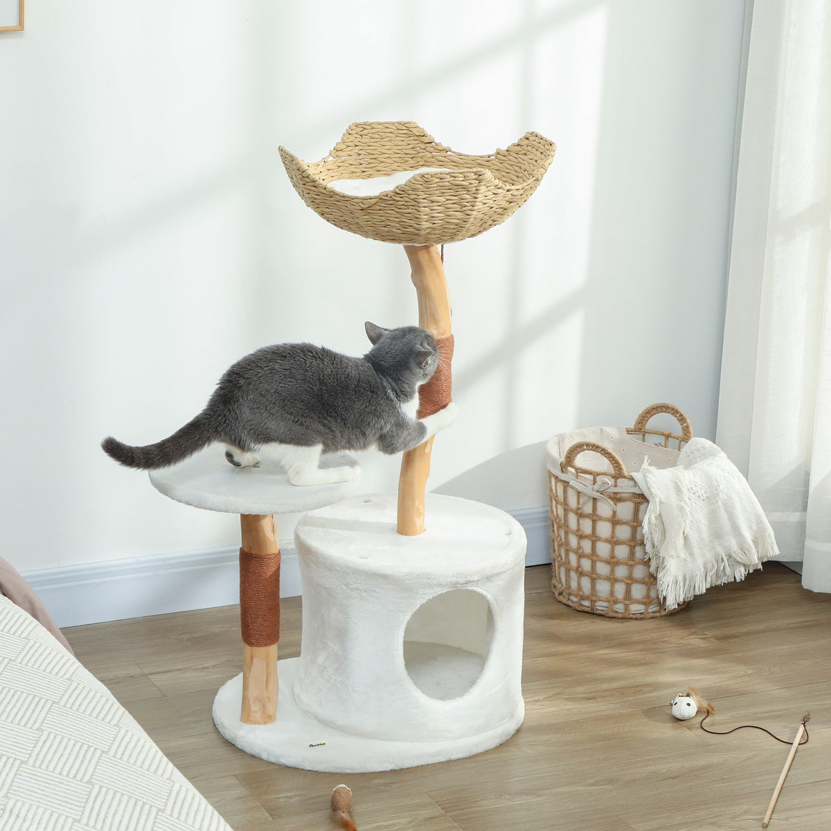 Árbol para gatos de 101 cm estabilizado con rascador de sisal