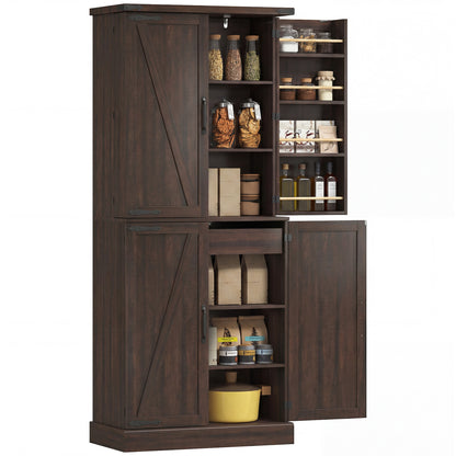 Farmhouse Kitchen Pantry Cabinet 72 in