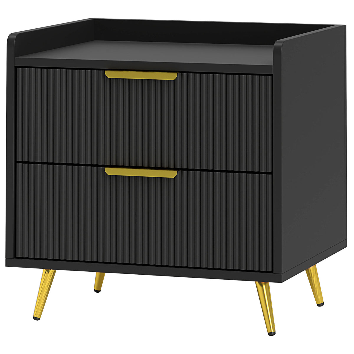 Nightstand with 2 Drawers and Metal Legs