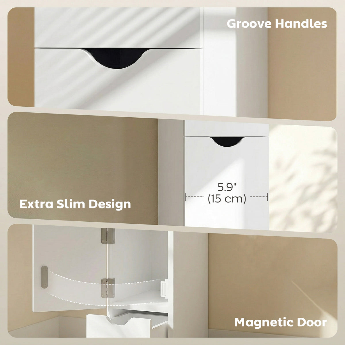Tall Narrow Bathroom Storage Cabinet — white