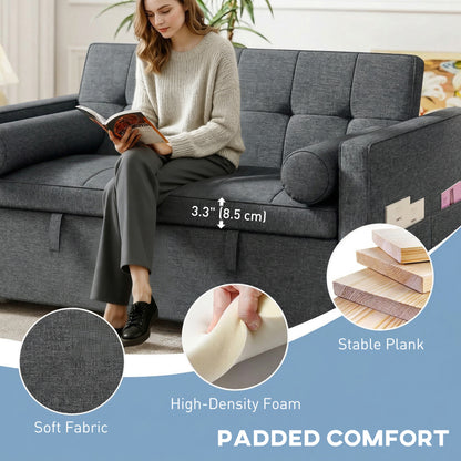 Convertible sofa bed with USB ports and adjustable backrest