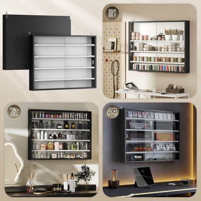 5-Shelf Wall Display Cabinet with 2 Glass Doors