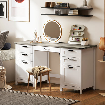 Computer Desk with Seven Drawers and Charging Station
