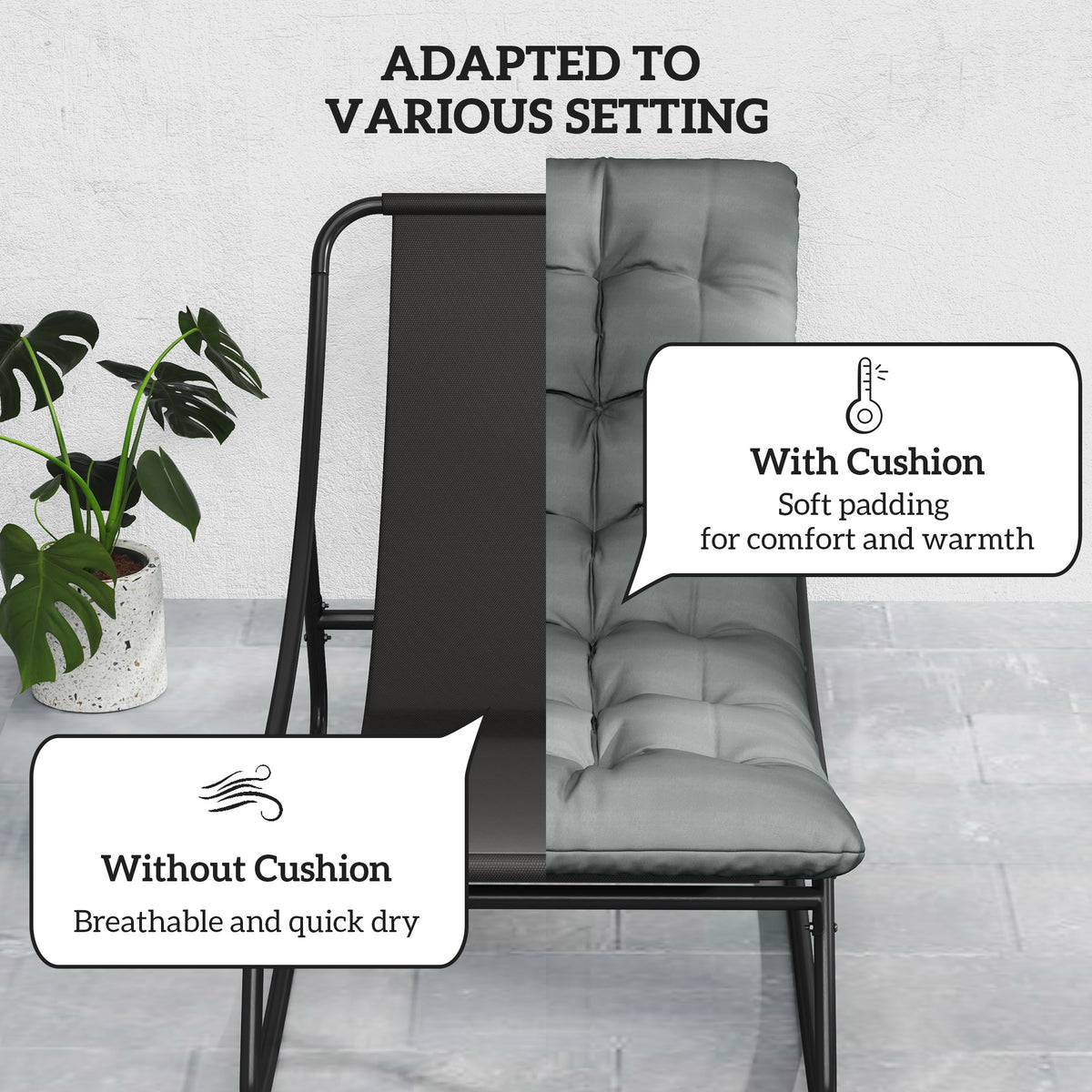 Outdoor Rocking Chair Breathable Mesh Steel Frame