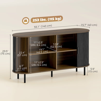 Fluted Sideboard Buffet Cabinet with Sliding Doors Adjustable Shelves
