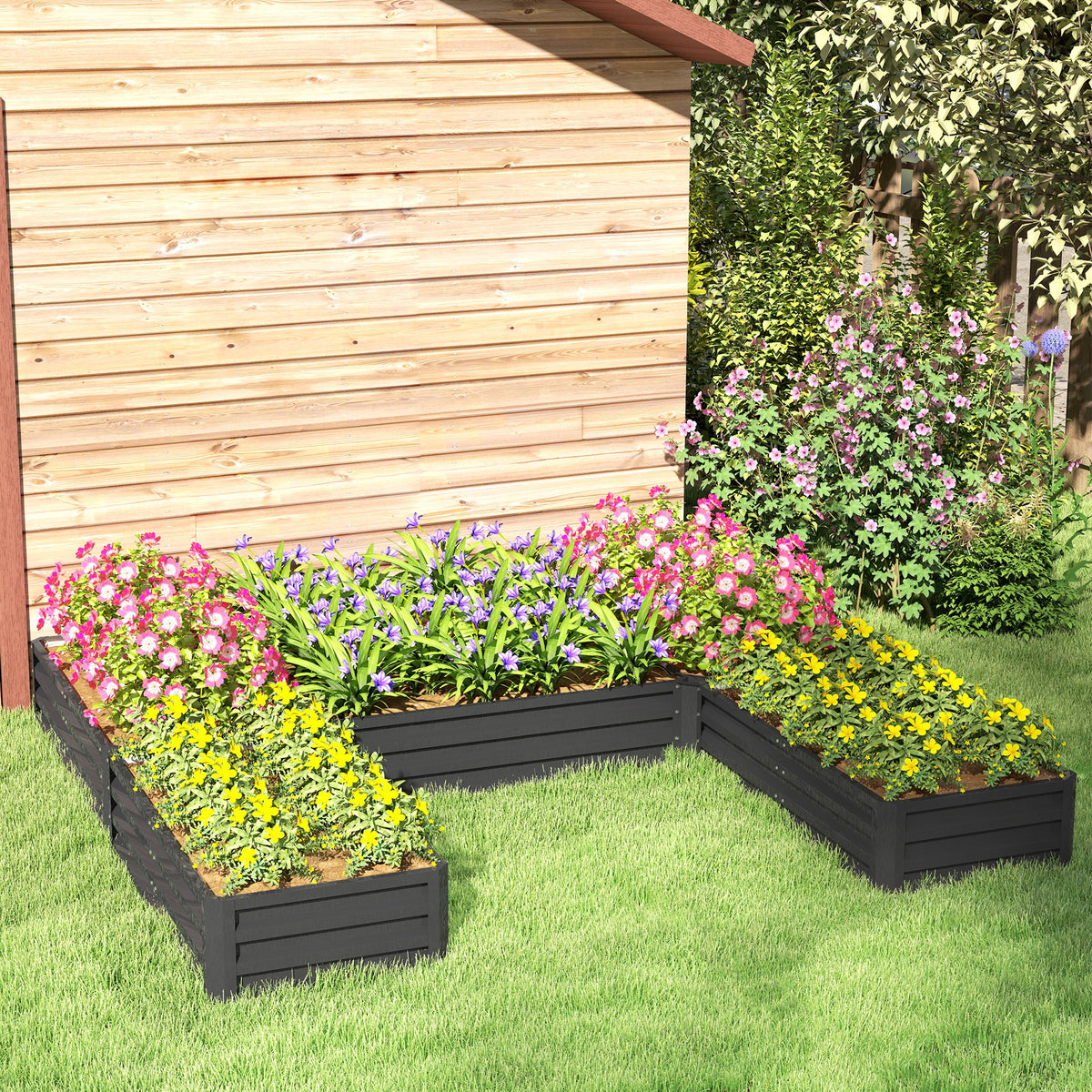 Raised Steel Garden Beds Set of 5 Large Planters