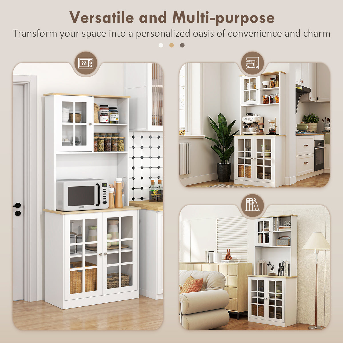 Kitchen Buffet with Hutch and Open Shelves