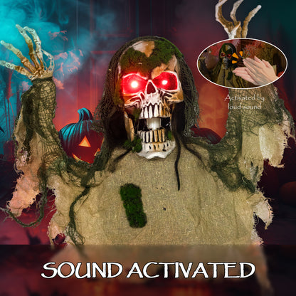 Animated Halloween Skeleton with Glowing LED Eyes