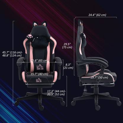 Cat style gaming chair with footrest