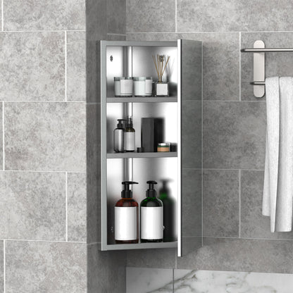 Wall mounted stainless steel bathroom corner mirror cabinet
