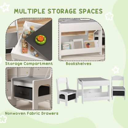 Kids Table and Chair Set Reversible 3-Piece
