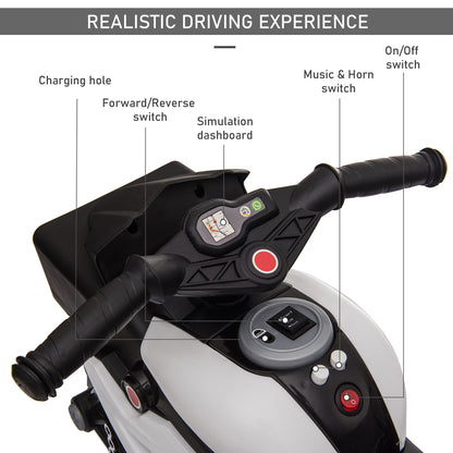 Electric Motorcycle Ride-On Toy 6V Pedal Powered Music Headlights