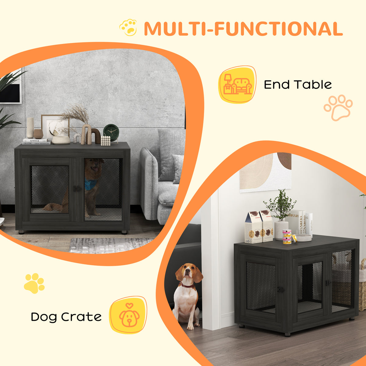 Dog Crate End Table Water-Resistant Cushion