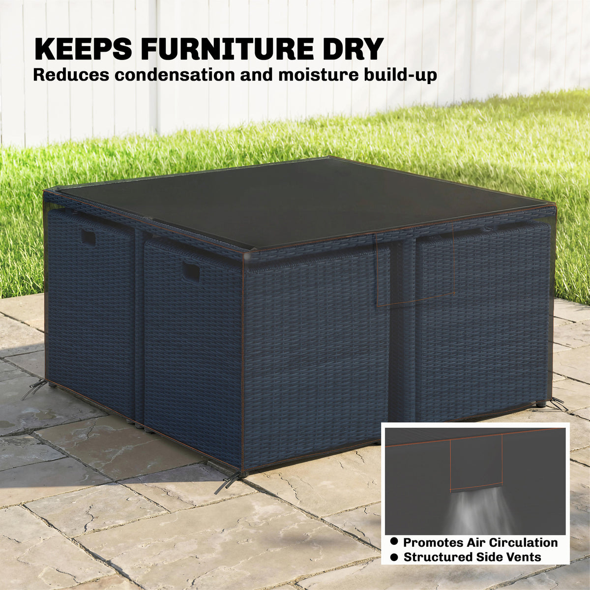 Funda impermeable para muebles de patio 420D — Negro