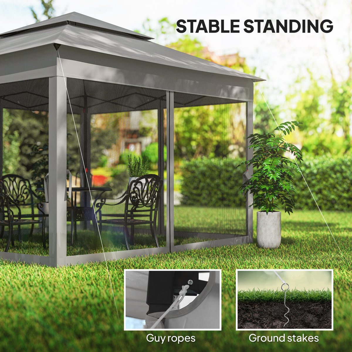 Tienda pop-up de 2 niveles con mosquitera 335 x 335 cm