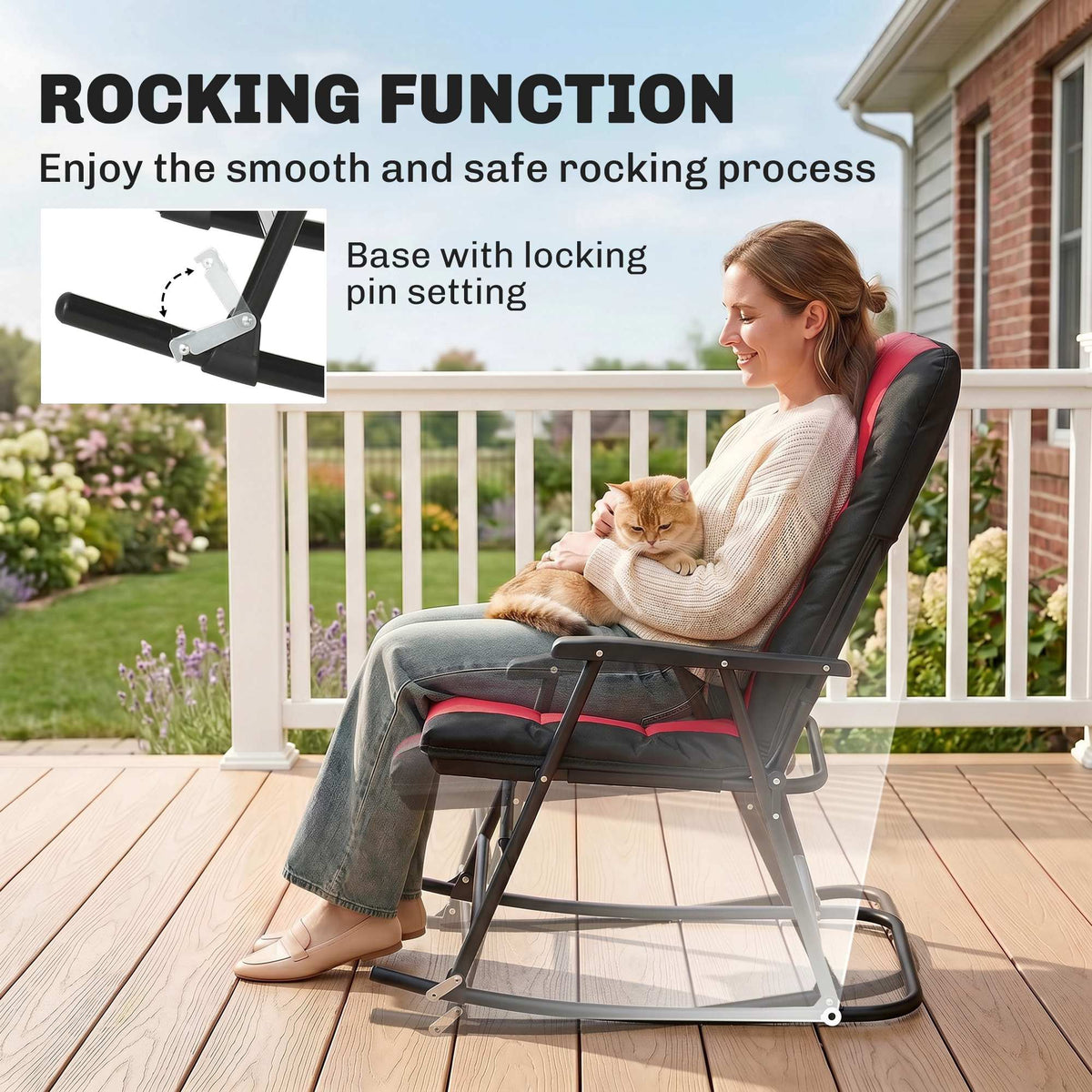 3-Piece Folding Rocking Chair Set — Grey