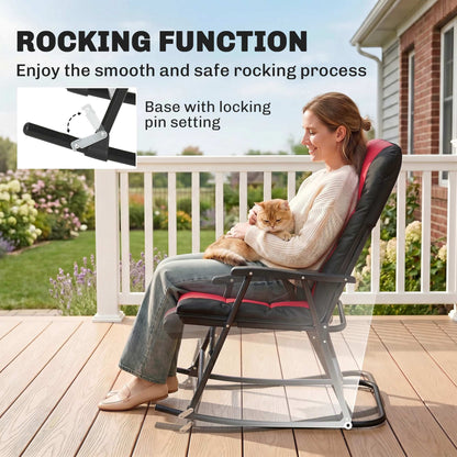 3-Piece Folding Rocking Chair Set — Grey