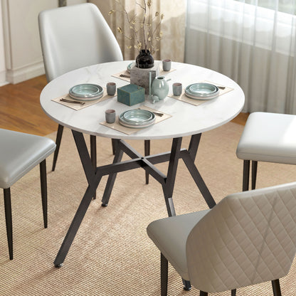 Round Dining Table 35" White Marble
