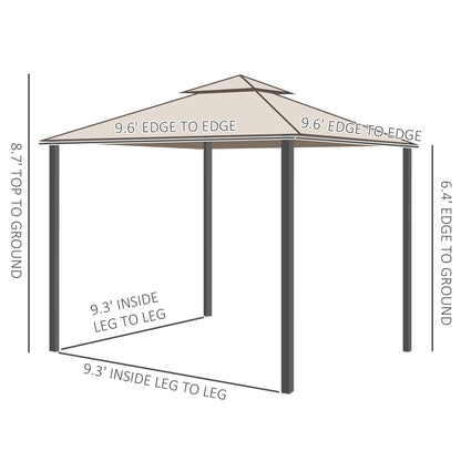 Gazebo de Patio 10x10 Pies Techo Doble