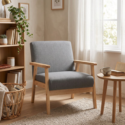 Minimalist accent armchair in pine